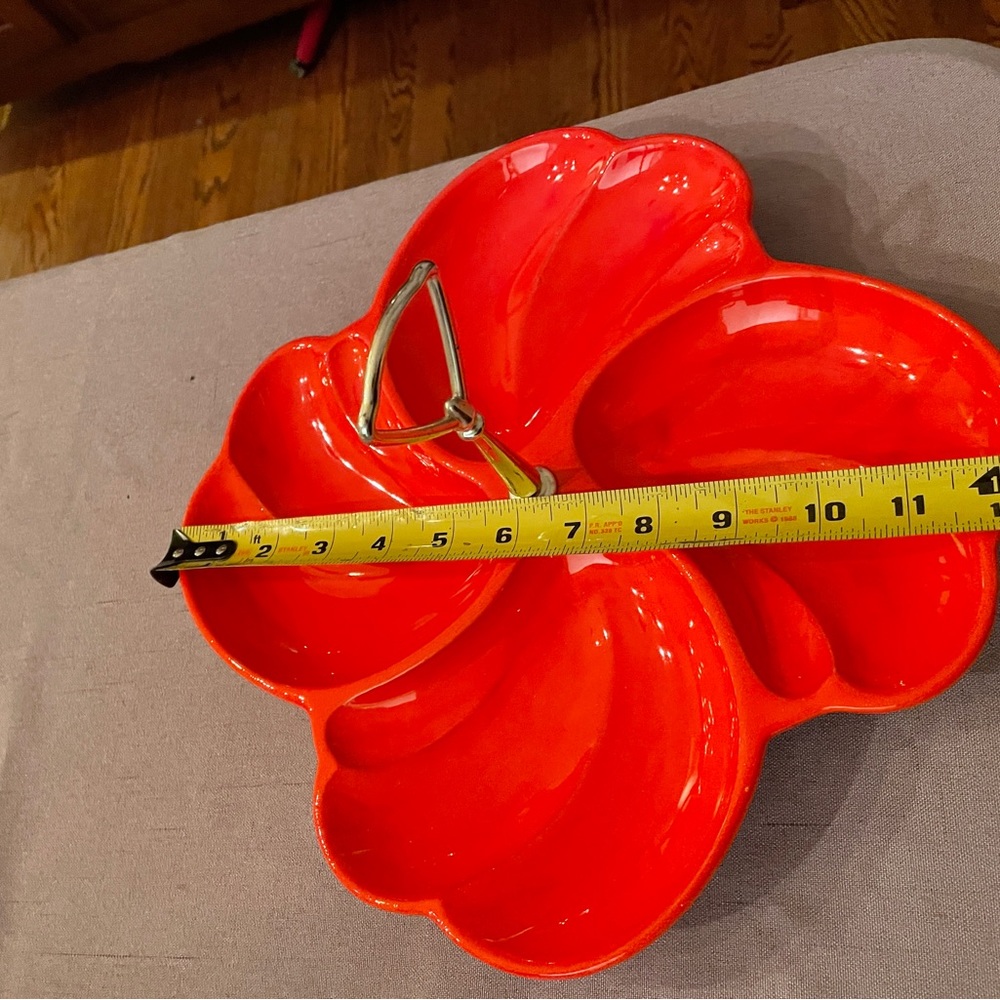 Vintage Haeger 8110-H Red/Orange Ceramic Relish Divided Tray Pottery. - Picture 7 of 7